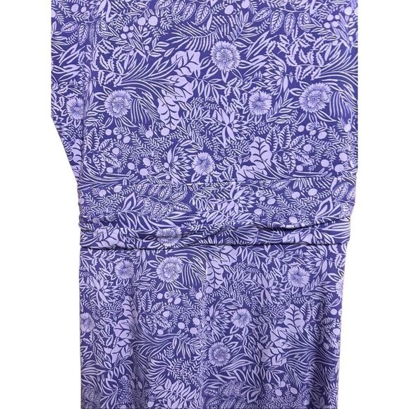 Lands' End Purple Floral V-Neck Draped Wrap Midi Dress Size M/P 10-12 - Picture 6 of 9